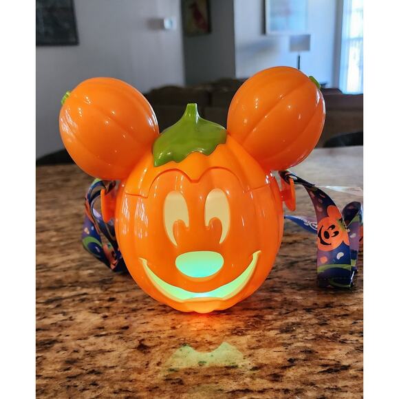 Disney Mickey Jack O Lantern Light Up And Color Changing Cup 24' Missing Straw - Picture 2 of 7